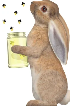 Sticky Tales Decoratie^Muursticker Konijn met Potje Vuurvliegjes