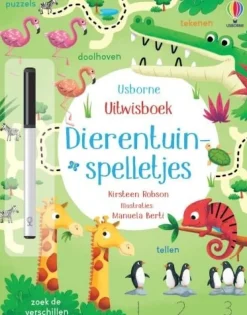 Uitgeverij Usborne Creatief|Bekijk Alles^Uitwisboek Dierentuinspelletjes