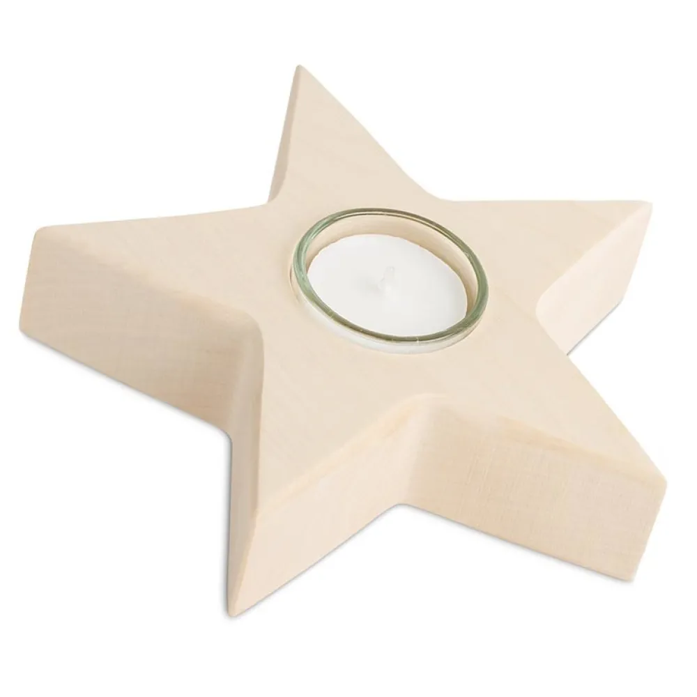 Waldfabrik Kerstcadeautjes|Decoratie^Sfeerlicht met Waxinelichthouder Hout Ster