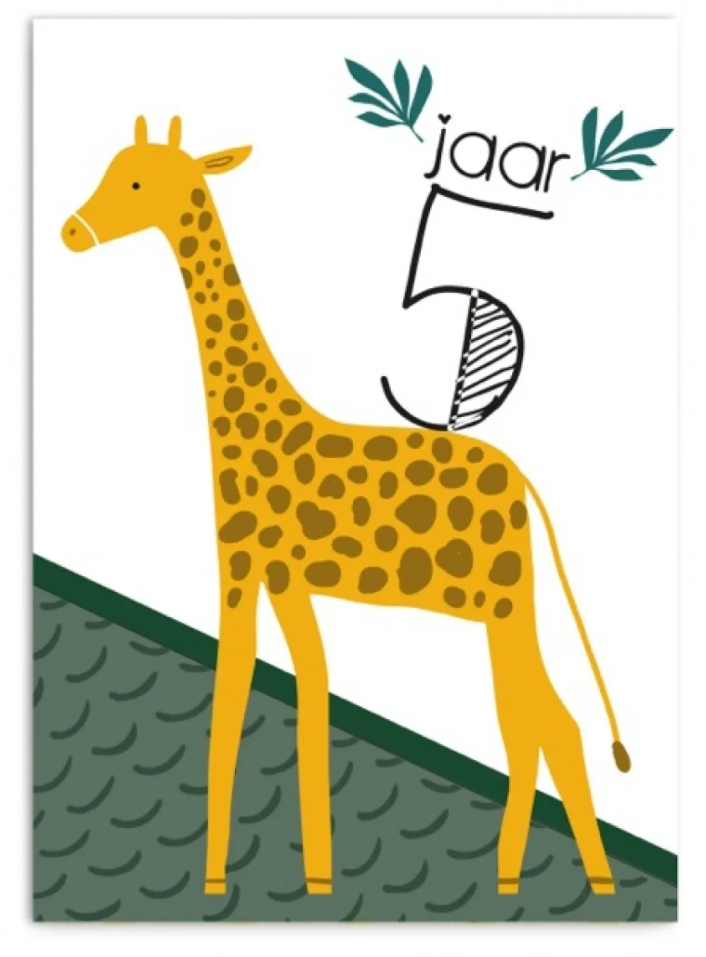 Pepermints Wenskaarten^Wenskaart 5 Jaar Giraf