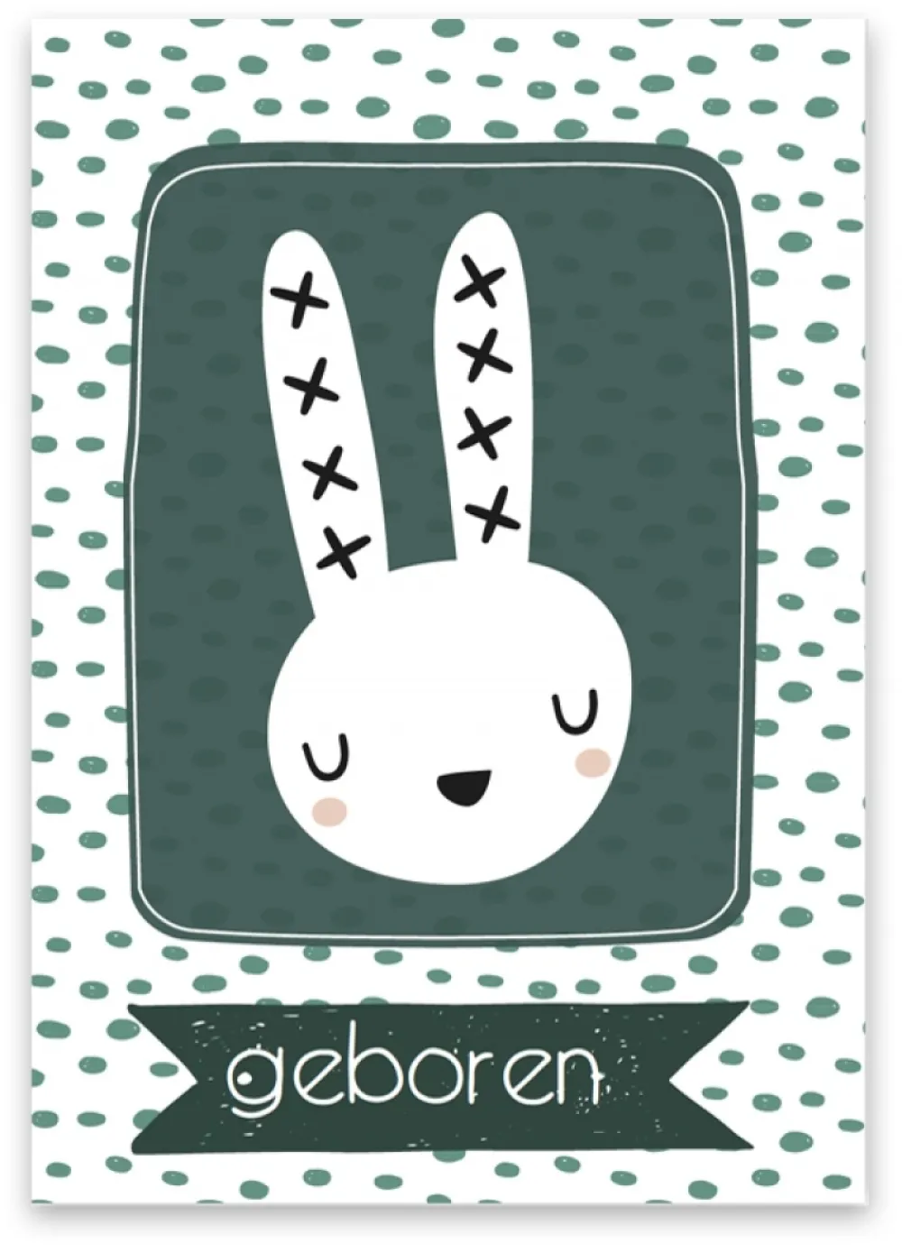 Pepermints Wenskaarten^Wenskaart geboren (konijntje groen)