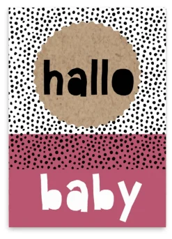 Pepermints Wenskaarten^Wenskaart Hallo baby (roze)