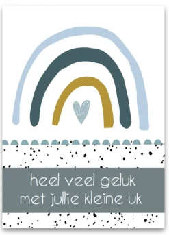 Pepermints Wenskaarten^Wenskaart Heel veel geluk met jullie kleine uk (regenboog blauw)