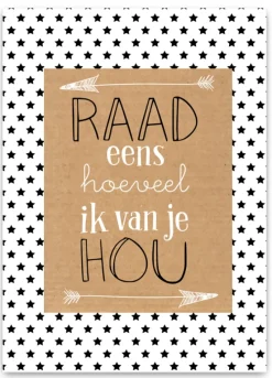 Pepermints Wenskaarten^Wenskaart Raad eens hoeveel ik van je Hou