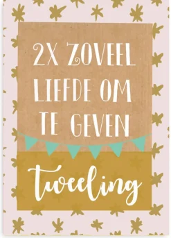 Pepermints Wenskaarten^Wenskaart 2x zoveel liefde om te geven (tweeling)