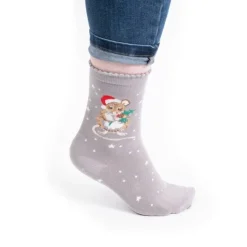 Wrendale Designs Kerstcadeautjes^Kerstsokken Muis Christmouse Grijs