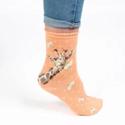 Wrendale Designs Kinderkleding^Sok Giraffe Flowers