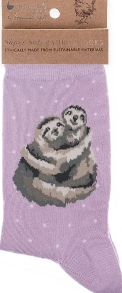 Wrendale Designs Kinderkleding^Sok Luiaard Little Card Big Hug