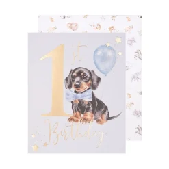 Wrendale Designs Wenskaarten^Wenskaart A Pawsome Day - 1st Birthday (Boy)